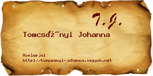 Tomcsányi Johanna névjegykártya